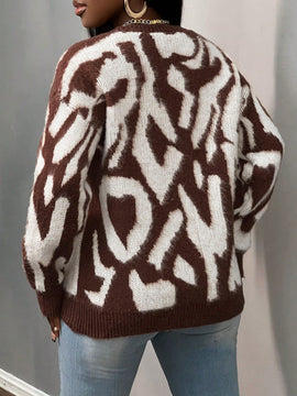 Slayr cardigan de punto con bloque de color y letras de estilo minimalista y casual