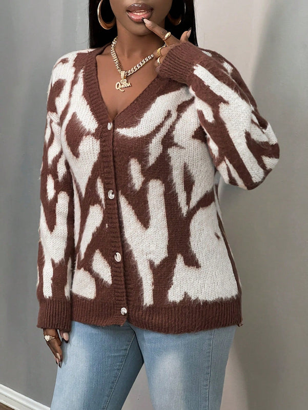 Slayr cardigan de punto con bloque de color y letras de estilo minimalista y casual