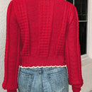 Franclia cardigan casual de mujer con borde de concha de color contrastante, para otono