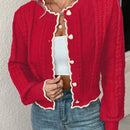 Franclia cardigan casual corto de punto con botones con forma de corazon para mujer, para otono/invierno