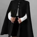 Elenzya capa, poncho y capa con cuello de pie, decoracion de botones con bloque de color en estilo chino, abrigo de lana grueso para mujer, otono/invierno