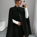 Elenzya capa, poncho y capa con cuello de pie, decoracion de botones con bloque de color en estilo chino, abrigo de lana grueso para mujer, otono/invierno