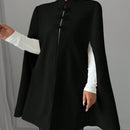 Elenzya capa, poncho y capa con cuello de pie, decoracion de botones con bloque de color en estilo chino, abrigo de lana grueso para mujer, otono/invierno