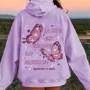 Ezwear sudadera con capucha y mangas largas con estampado de mariposa y letras para mujer