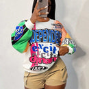 Slayr sudadera de estilo de vacaciones con estampado para mujer
