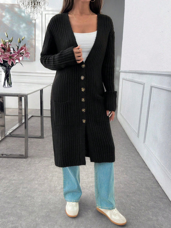 Cardigan con detalles de patron especial y bolsillo