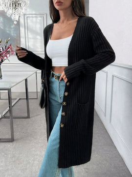 Cardigan con detalles de patron especial y bolsillo