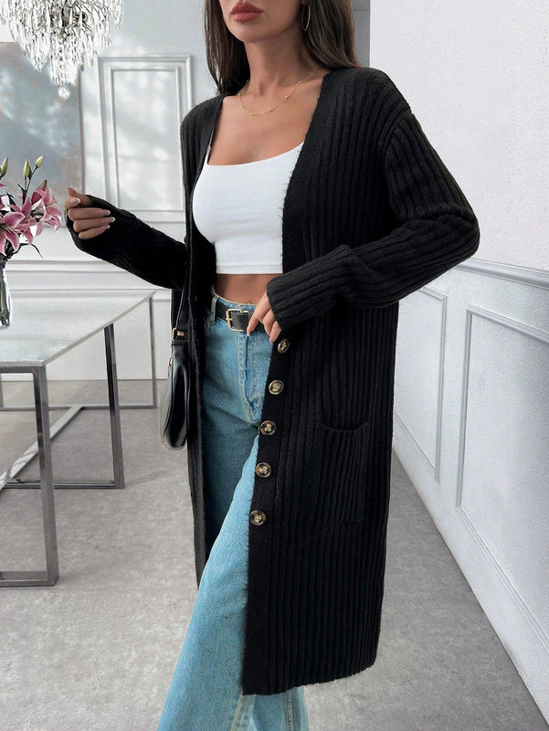 Cardigan con detalles de patron especial y bolsillo