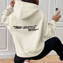 Ezwear sudadera con capucha de manga larga de unicolor con estampado de letra, uso casual diario