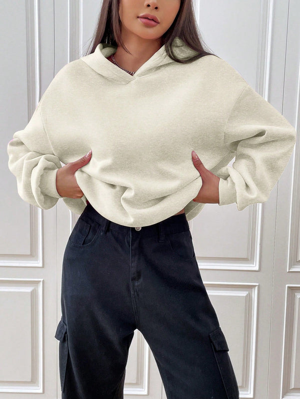 Ezwear sudadera con capucha de manga larga de unicolor con estampado de letra, uso casual diario