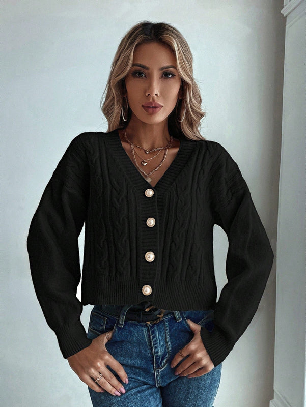 Prive cardigan informal de mujer de ajuste holgado, con hombros caidos, manga larga y de una sola hilera de botones, para otono/invierno
