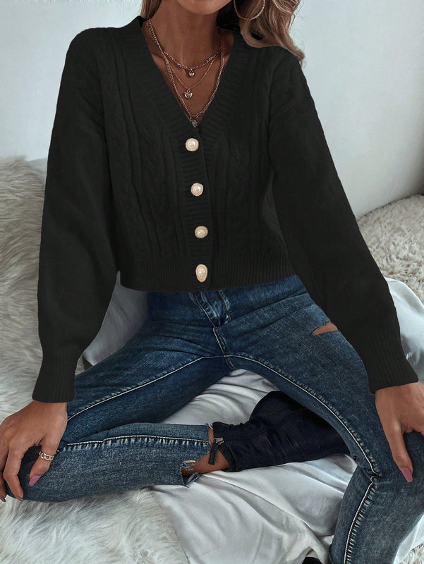 Prive cardigan informal de mujer de ajuste holgado, con hombros caidos, manga larga y de una sola hilera de botones, para otono/invierno