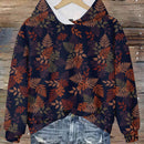 Lune sudadera con capucha de estampado floral vintage todo sobre en estilo minimalista casual, adecuada para otono/invierno