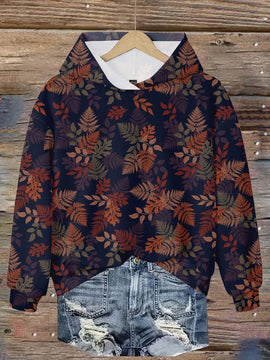 Lune sudadera con capucha de estampado floral vintage todo sobre en estilo minimalista casual, adecuada para otono/invierno
