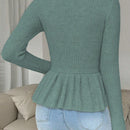 Frenchy cardigan casual de manga larga de un solo pecho con dobladillo con volantes, de color liso, para otono/invierno