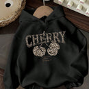 Ezwear sudadera con capucha holgada de estilo casual y minimalista con estampado de leopardo y cereza para mujer, otono/invierno