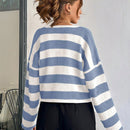 Cardigan de mujer con cuello redondo y botones delanteros, con estampado de rayas