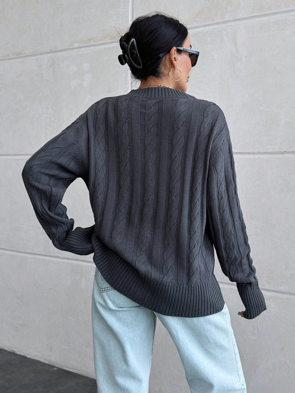 Cardigan holgado tipo murcielago, unicolor informal de otono