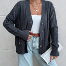 Cardigan holgado tipo murcielago, unicolor informal de otono