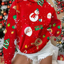 Gulsengunel sudadera con capucha navidena para mujer artistica, forro polar talla grande grueso de manga larga, estilo deportivo casual, otono/invierno, dias festivos, ano nuevo
