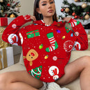 Gulsengunel sudadera con capucha navidena para mujer artistica, forro polar talla grande grueso de manga larga, estilo deportivo casual, otono/invierno, dias festivos, ano nuevo