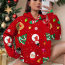 Gulsengunel sudadera con capucha navidena para mujer artistica, forro polar talla grande grueso de manga larga, estilo deportivo casual, otono/invierno, dias festivos, ano nuevo