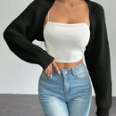 Petite chaqueta corta de punto acanalado con mangas raglan sin parte superior de tirantes (tipo cardigan de ballet)