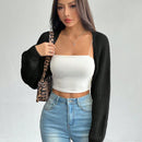Petite chaqueta corta de punto acanalado con mangas raglan sin parte superior de tirantes (tipo cardigan de ballet)