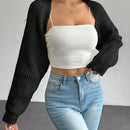 Petite chaqueta corta de punto acanalado con mangas raglan sin parte superior de tirantes (tipo cardigan de ballet)