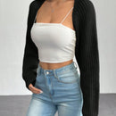 Petite chaqueta corta de punto acanalado con mangas raglan sin parte superior de tirantes (tipo cardigan de ballet)