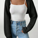 Petite chaqueta corta de punto acanalado con mangas raglan sin parte superior de tirantes (tipo cardigan de ballet)