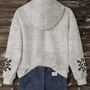 Lune sudadera con capucha de estampado floral vintage todo sobre en estilo minimalista casual, adecuada para otono/invierno