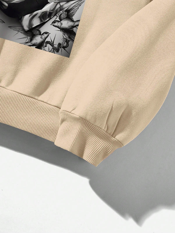 Ezwear sudadera informal tipo streetwear con lema, con corte holgado, estampado negro y rosa, para mujer, otono invierno
