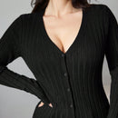 Modely cardigan casual largo de un solo botonadura de unicolor y manga larga para mujer, otono/invierno