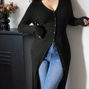 Modely cardigan casual largo de un solo botonadura de unicolor y manga larga para mujer, otono/invierno
