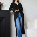 Modely cardigan casual largo de un solo botonadura de unicolor y manga larga para mujer, otono/invierno