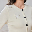 Modely cardigan elegante casual con lazo y boton para ir al trabajo para mujeres