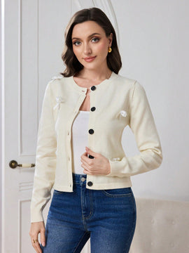 Modely cardigan elegante casual con lazo y boton para ir al trabajo para mujeres