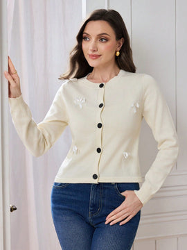 Modely cardigan elegante casual con lazo y boton para ir al trabajo para mujeres