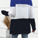 Lune cardigan con parches de colores contrastantes, informal y de moda para uso diario