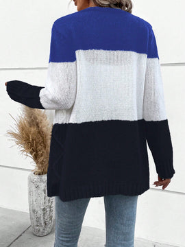 Lune cardigan con parches de colores contrastantes, informal y de moda para uso diario