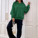 Ezwear sudadera con capucha de punto de manga larga con caida en los hombros y estampado de lema, otono/invierno para mujer