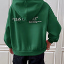 Ezwear sudadera con capucha de manga larga de unicolor con estampado de letra, uso casual diario