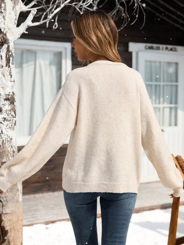 Vcay cardigan estampado de leopardo con nudo delantero en cuello en v vintage para mujer, uso casual de vacaciones, otono/invierno