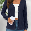 Cardigan corto informal de color liso para mujer