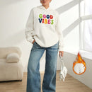 Cottnline sudadera con capucha casual de mezcla de algodon con patron de bordado de letras lindo para mujer