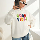 Cottnline sudadera con capucha casual de mezcla de algodon con patron de bordado de letras lindo para mujer