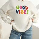 Cottnline sudadera con capucha casual de mezcla de algodon con patron de bordado de letras lindo para mujer