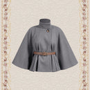 Vintamour abrigo capa elegante con cuello de pie de unicolor para mujer, para otono/invierno