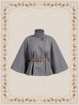 Vintamour abrigo capa elegante con cuello de pie de unicolor para mujer, para otono/invierno